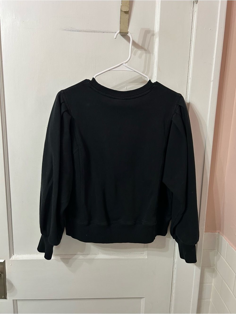 a new day Black Puff-Sleeve Crewneck Sweatshirt